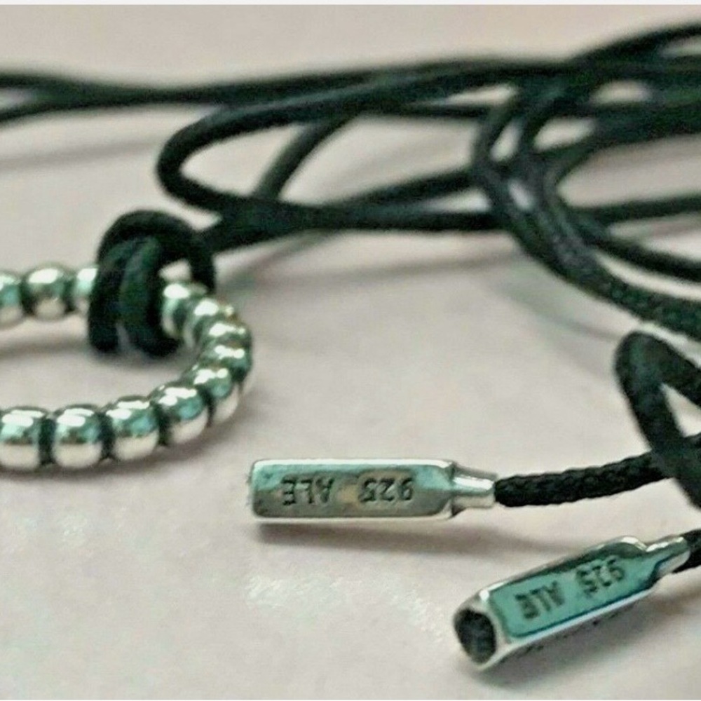 2 qty Pandora Black Cord Bracelet with Sterling Silver - Brand New - Picture 3 of 5